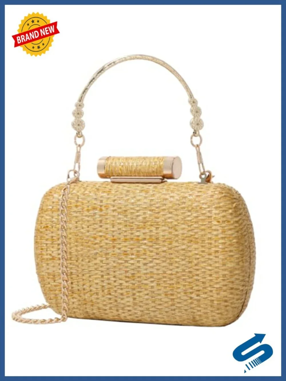 Straw Woven Clutch Purse for Women Evening Wedding Beach Bag